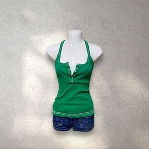 Currants Green Button Up Cami Top